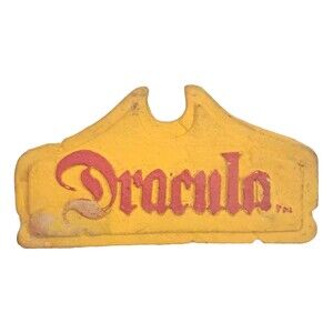 Dracula Yellow 5.5" Foam Sign 70s 80s Collector's Vampire Halloween Decor